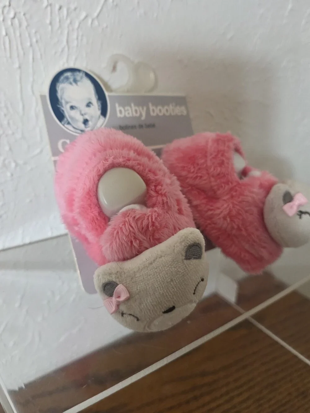 Gerber Baby Girl Pink Kitty Cat Booties 0-6 Months Plush NWT